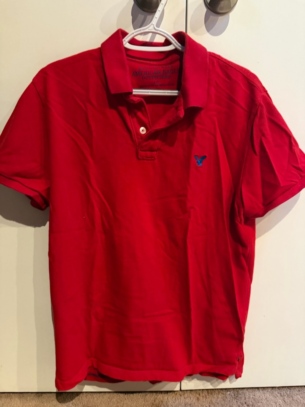 American Eagle Outfitters Bright Red Polo with Blue Logo